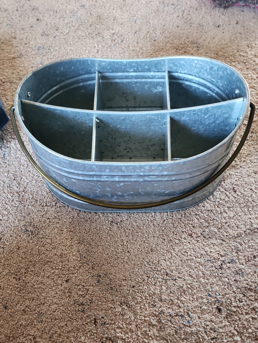 Galvanized Metal Caddy Organizer with Handle - Silver